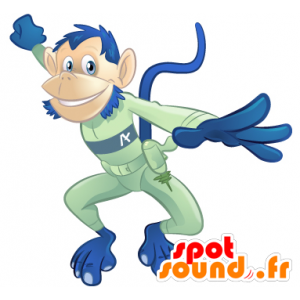 Blauwe aap mascotte, groen futuristische combinatie - MASFR22498 - Monkey Mascottes