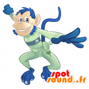 Blå ape maskot, grønn futuristisk kombinasjon - MASFR22498 - Monkey Maskoter