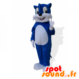 Blu e bianco gatto mascotte, gigante carino - MASFR22500 - Mascotte gatto