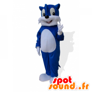 Cat mascote azul e branco gigante e bonito - MASFR22500 - Mascotes gato