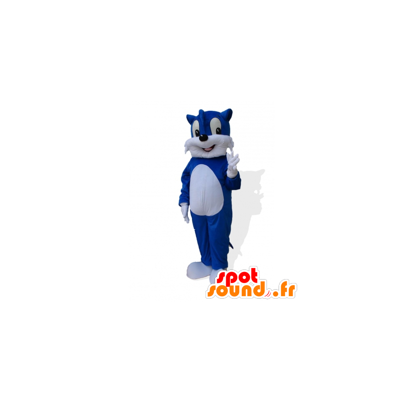 Blue Cat Mascot en witte reus en schattig - MASFR22500 - Cat Mascottes