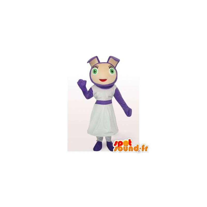 Lila Kaninchen Maskottchen. Violet Kostüm-Mädchen - MASFR006507 - Hase Maskottchen