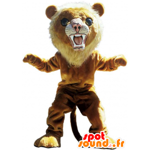 Brown mascotte leone, tigre feroce - MASFR22518 - Mascotte Leone