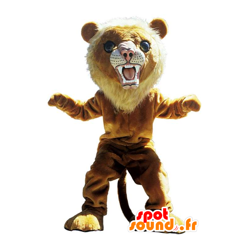 Brown lion mascot, ferocious tiger - MASFR22518 - Lion mascots