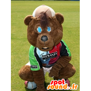 Mascotte d'ourson marron, en tenue de sport - MASFR22522 - Mascotte d'ours