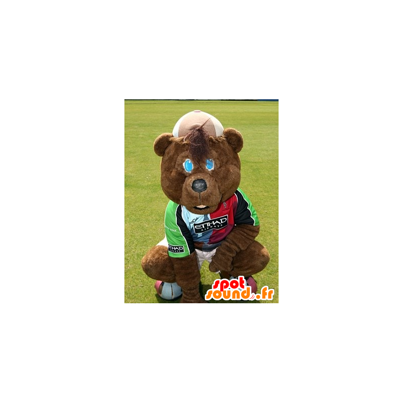 Mascot orso bruno, in abbigliamento sportivo - MASFR22522 - Mascotte orso