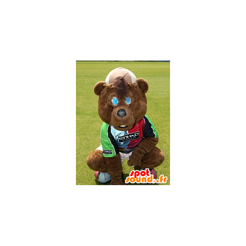 Mascot καφέ αρκούδα, σε αθλητικά - MASFR22522 - Αρκούδα μασκότ