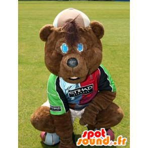 Mascot orso bruno, in abbigliamento sportivo - MASFR22522 - Mascotte orso