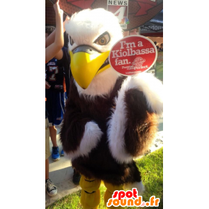 Eagle maskot brun, hvit og gul, hårete og imponerende - MASFR22531 - Mascot fugler
