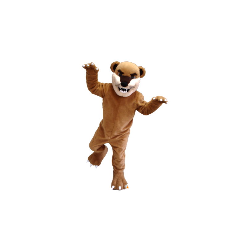 Mascotte van de tijger, katachtige bruin, beige en wit - MASFR22536 - Tiger Mascottes