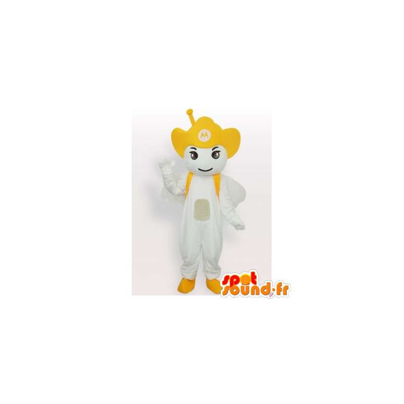 Bílý sněhulák maskot s kovbojským kloboukem - MASFR006508 - Man Maskoti