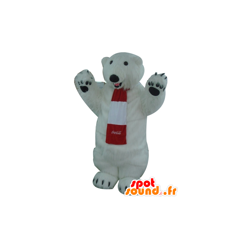 Weiß Eisbär Maskottchen, alle haarigen - Mascot Coca-Cola - MASFR22601 - Bär Maskottchen