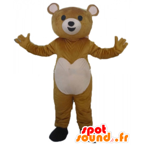 Mascot Teddy brun og rosa, veldig rørende - MASFR22605 - bjørn Mascot