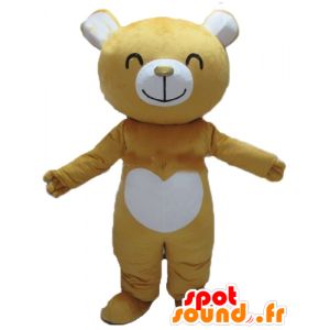 Mascot giallo e bianco orsacchiotti, allegro - MASFR22606 - Mascotte orso