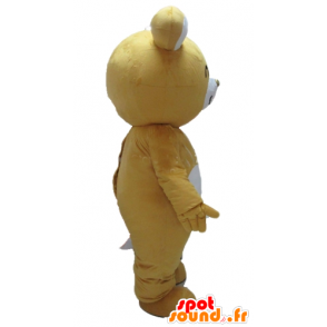 Mascot geel en wit teddyberen, vrolijk - MASFR22606 - Bear Mascot