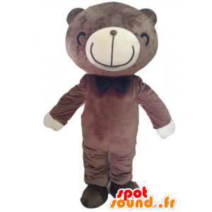 Mascot bruine en witte beer met een grote glimlach - MASFR22607 - Bear Mascot