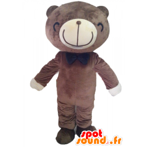 Mascotte d'ours marron et blanc, avec un large sourire - MASFR22607 - Mascotte d'ours