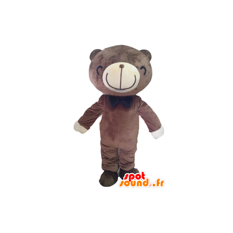 Mascot marrón y oso blanco con una gran sonrisa - MASFR22607 - Oso mascota