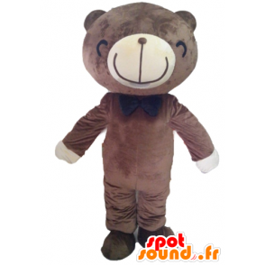 Maskotti ruskea ja valkoinen karhu hymyssä suin - MASFR22607 - Bear Mascot