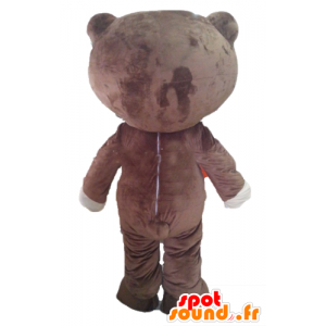 Mascot bruine en witte beer met een grote glimlach - MASFR22607 - Bear Mascot