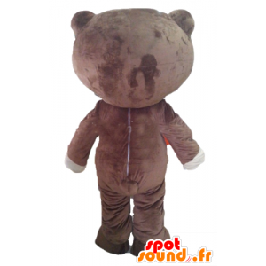 Maskot hnědý a bílý medvěd s velkým úsměvem - MASFR22607 - Bear Mascot