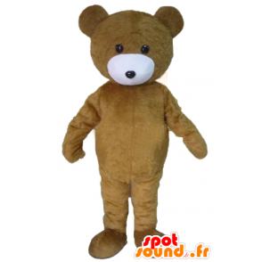 Mascota del oso pardo, marrón y blanco de peluche - MASFR22608 - Oso mascota