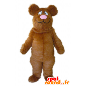 Mascote do urso marrom grande e rosa, todo peludo - MASFR22611 - mascote do urso