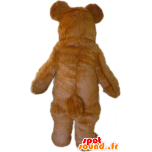 Mascotte de gros ours marron et rose, tout poilu - MASFR22611 - Mascotte d'ours
