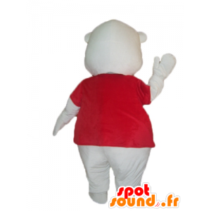 Witte teddybeer mascotte met een rood shirt - MASFR22612 - Bear Mascot