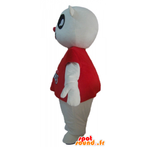 Orsacchiotto bianco mascotte con una camicia rossa - MASFR22612 - Mascotte orso