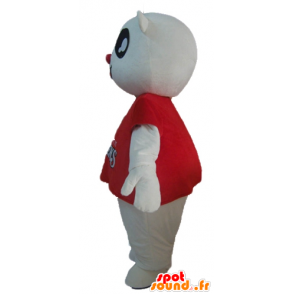 Biały miś maskotka z czerwonej koszulce - MASFR22612 - Maskotka miś