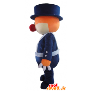 Mascot oransje og hvit bjørn, i blå uniform - MASFR22613 - bjørn Mascot