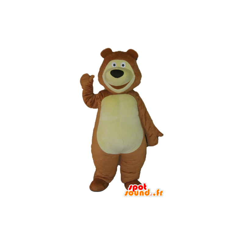 Atacado Mascot marrom e urso amarelo, alegre - MASFR22614 - mascote do urso