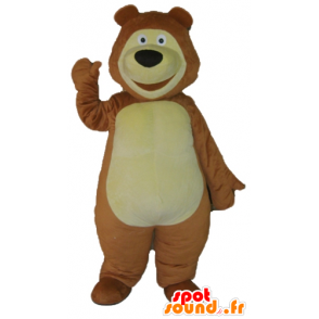 Mascotte de gros ours marron et jaune, très souriant - MASFR22614 - Mascotte d'ours