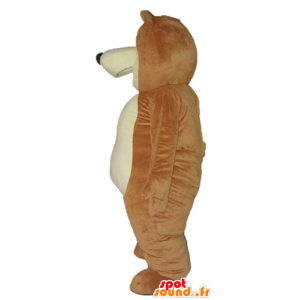 Mascotte grande marrone e giallo orso, allegro - MASFR22614 - Mascotte orso