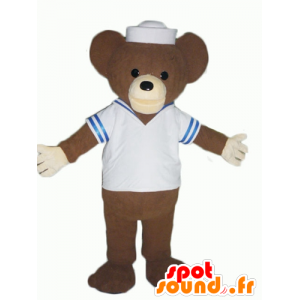 Brun bjørnemaskot, klædt ud som en sømand - Spotsound maskot