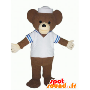 Mascotte d'ours marron, habillé en matelot - MASFR22618 - Mascotte d'ours