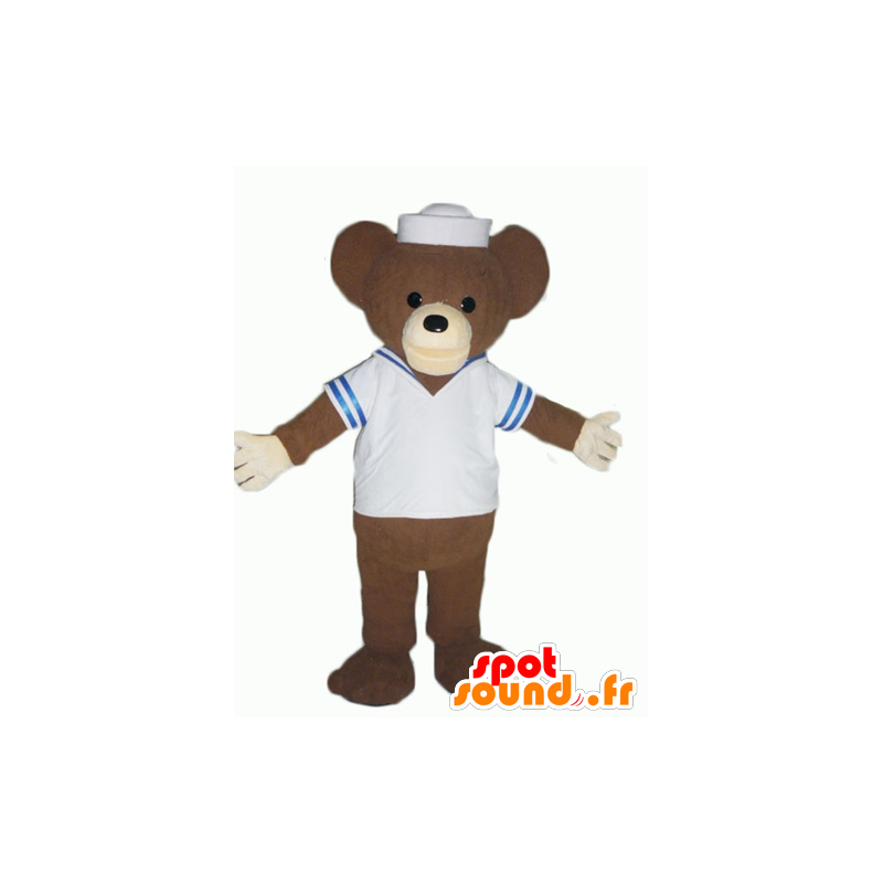 Mascot brown bear, dressed in sailor - MASFR22618 - Bear mascot