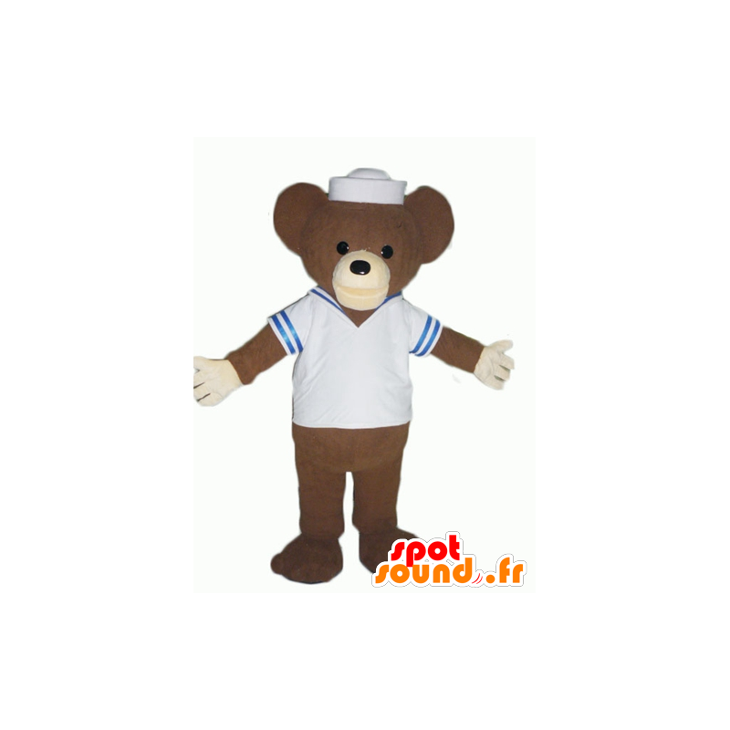 Maskotka niedźwiedź brunatny, ubrany w marynarski - MASFR22618 - Maskotka miś