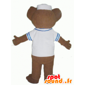 Mascote do urso marrom, vestido de marinheiro - MASFR22618 - mascote do urso