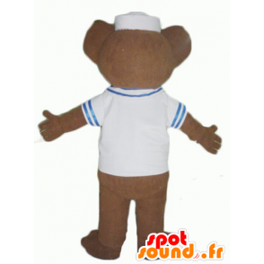 Mascotte d'ours marron, habillé en matelot - MASFR22618 - Mascotte d'ours