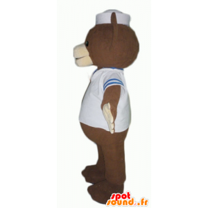Mascotte d'ours marron, habillé en matelot - MASFR22618 - Mascotte d'ours