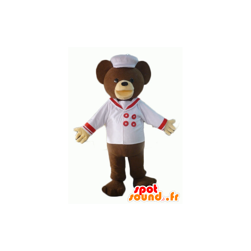 Mascotte d'ours marron, habillé en chef cuisinier - MASFR22619 - Mascotte d'ours