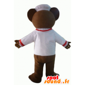 Brun bjørnemaskot, klædt på som kok - Spotsound maskot kostume