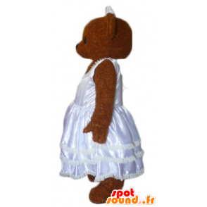 Mascota de peluche de Brown, vestido con un traje de novia - MASFR22621 - Oso mascota