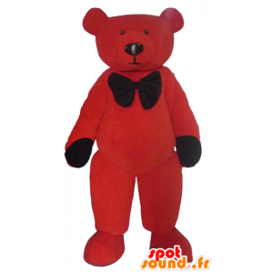 Rød og sort bamse maskot - Spotsound maskot kostume