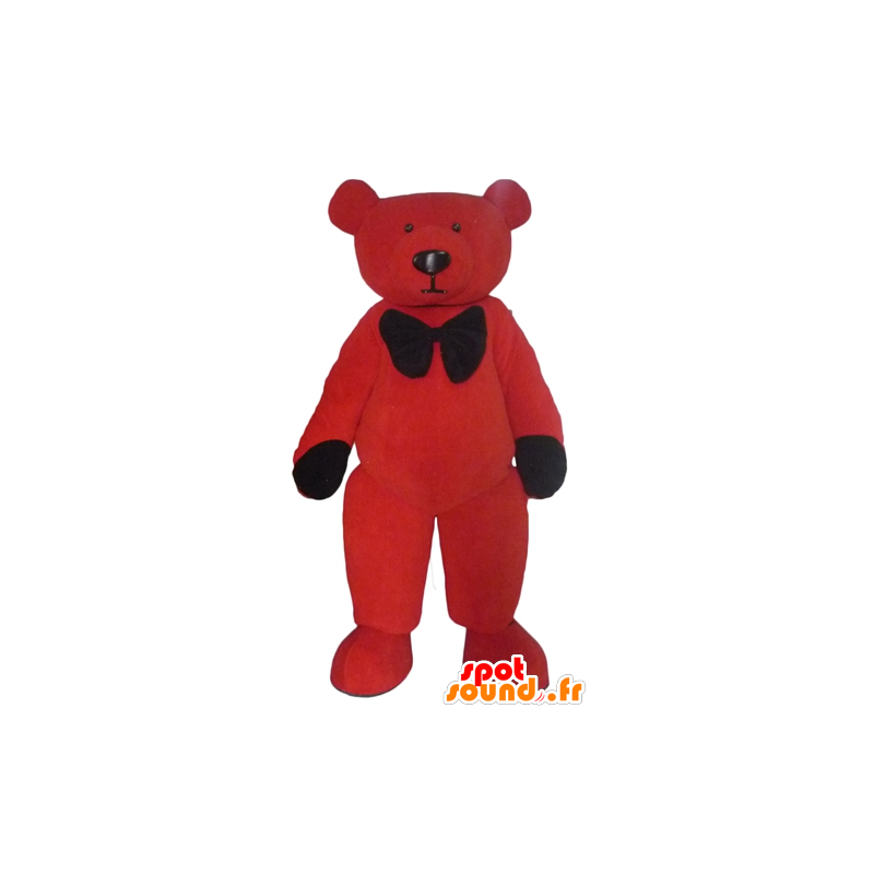 Teddy mascot in red and black plush - MASFR22624 - Bear mascot