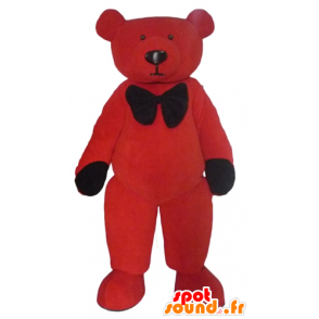 Mascot Teddy pelúcia vermelho e preto - MASFR22624 - mascote do urso