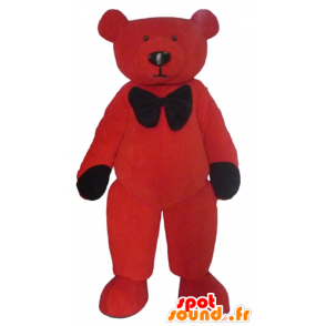 Teddy mascot in red and black plush - MASFR22624 - Bear mascot