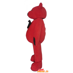 Maskotti Teddy punainen ja musta muhkeat - MASFR22624 - Bear Mascot